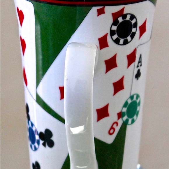 222 FIFTH PLAYING CARDS TALL LATTE MUG PORCELAIN - Picture 4 of 5